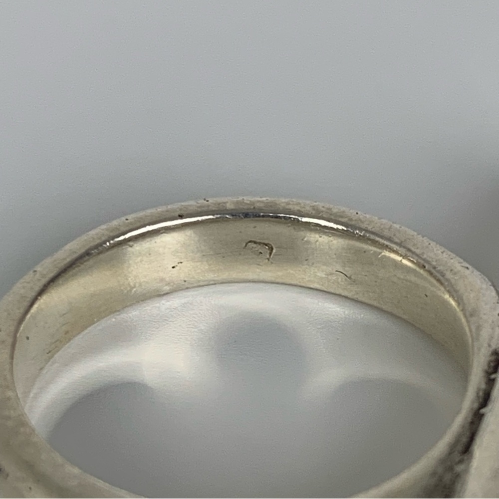 Sterling Silver Ring Multistone Bar Sz 7.5 Stamped 925 Red Green Black Vtg - Picture 9 of 11